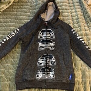 HardTuned Men's Charcoal Car Graphic Zip-Up Hoodie (Subaru WRX/STI)